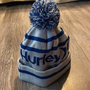Hurley Ragland Blue/Grey PomPom Beanie Knit Hat